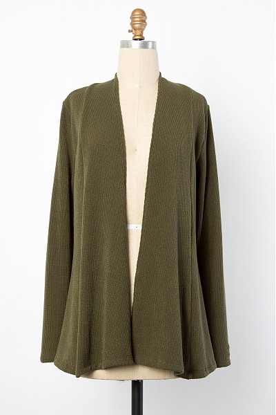 PT11644 SOLID RIB CARDIGAN